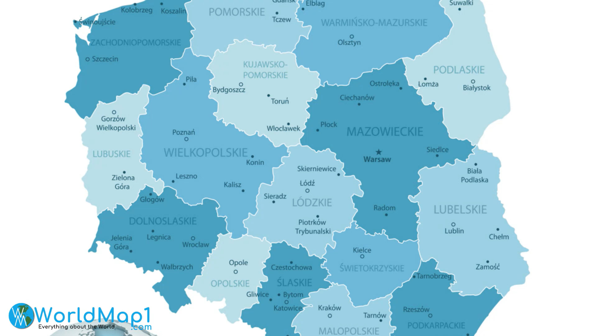 Carte des provinces de Pologne